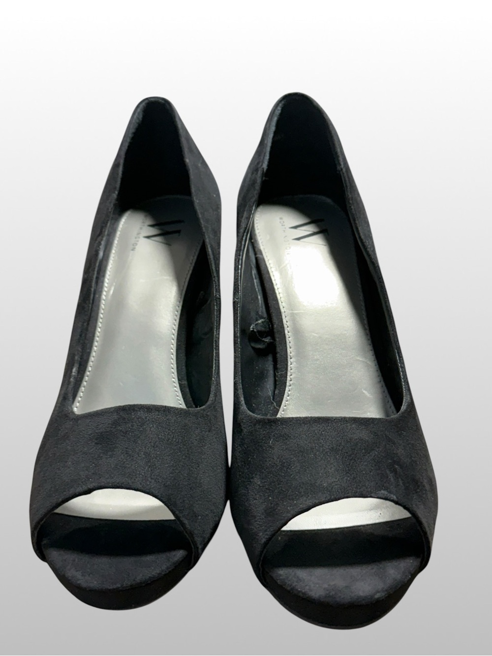 Worthington Black Suede Peep Toe Pumps Women's Heels Sz 9.5